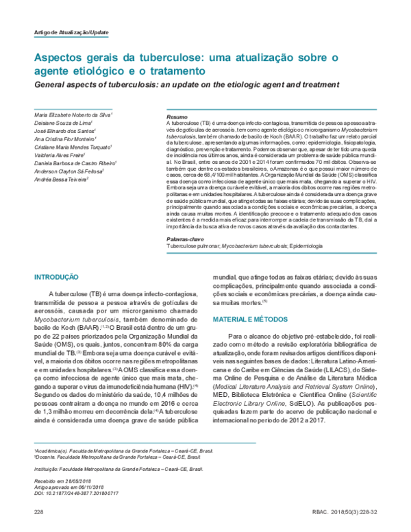 (PDF) General aspects of tuberculosis: an update on the etiologic agent ...
