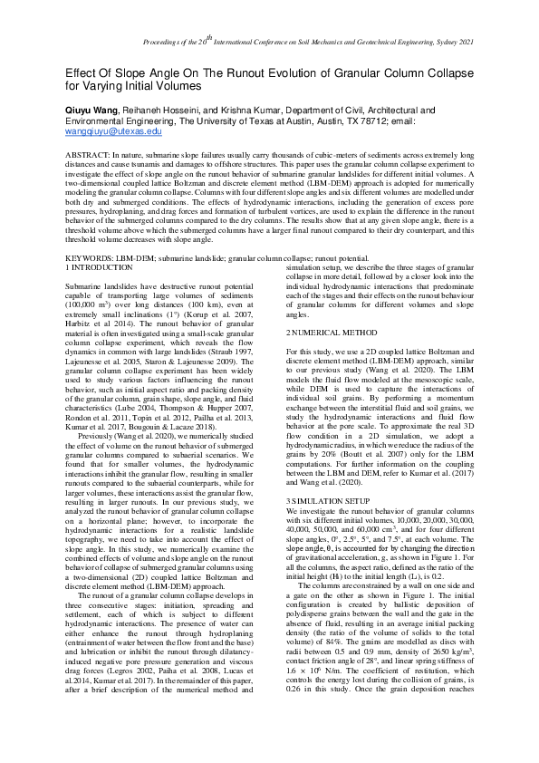 (PDF) Effect Of Slope Angle On The Runout Evolution of Granular Column ...