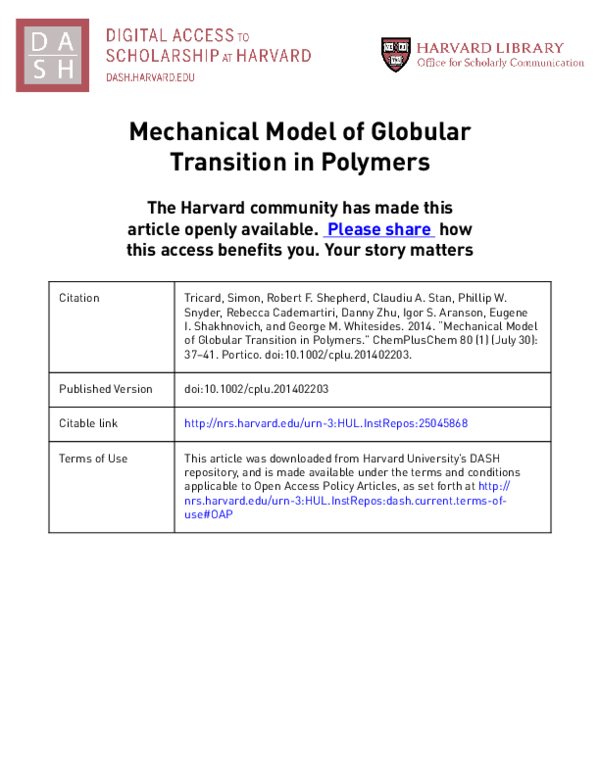 (PDF) Mechanical Model of Globular Transition in Polymers