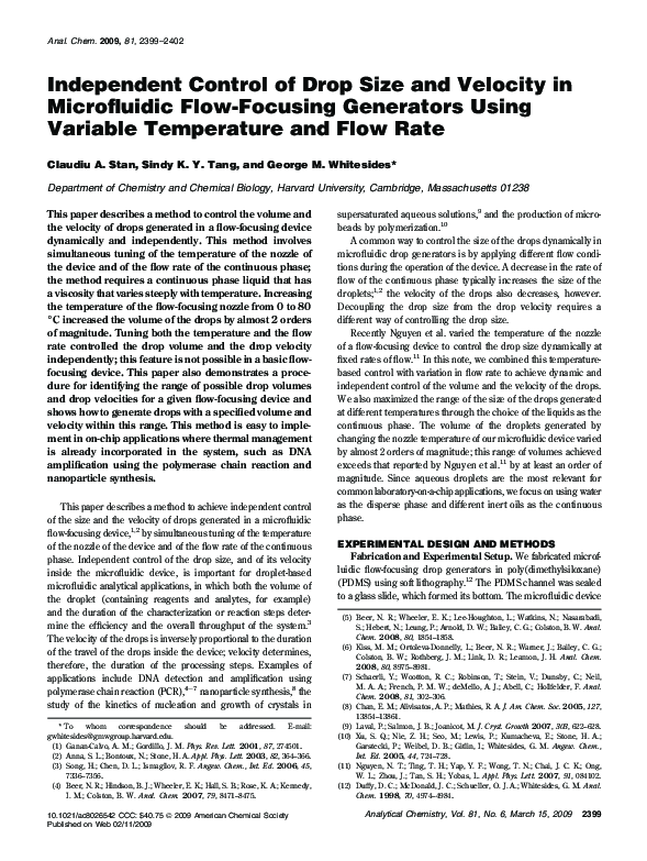 (PDF) Independent Control of Drop Size and Velocity in Microfluidic ...