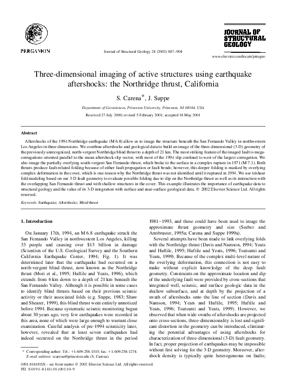 (PDF) Three-dimensional imaging of active structures using earthquake ...
