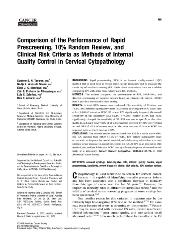 Pdf Comparison Of The Performance Of Rapid Prescreening 10 Random