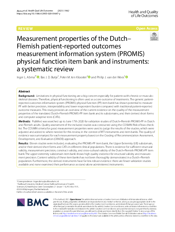 (PDF) Measurement properties of the Dutch–Flemish patient-reported ...
