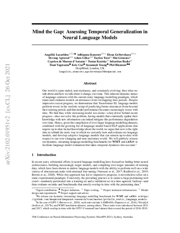 (PDF) Mind the Gap: Assessing Temporal Generalization in Neural ...