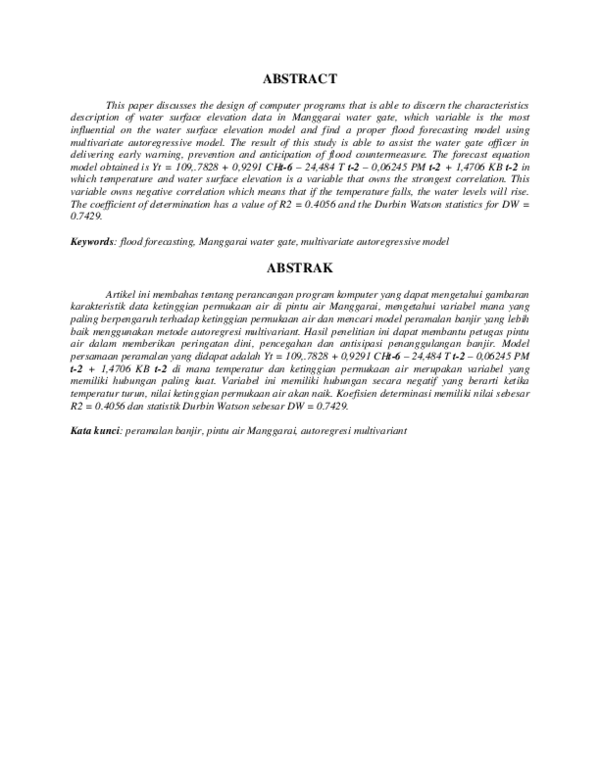 (PDF) Perancangan Program Peramalan Kanal Banjir Barat Jakarta ...