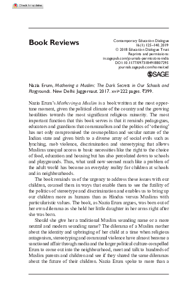 (PDF) Book Review: Nazia Erum, Mothering a Muslim: The Dark Secrets in ...