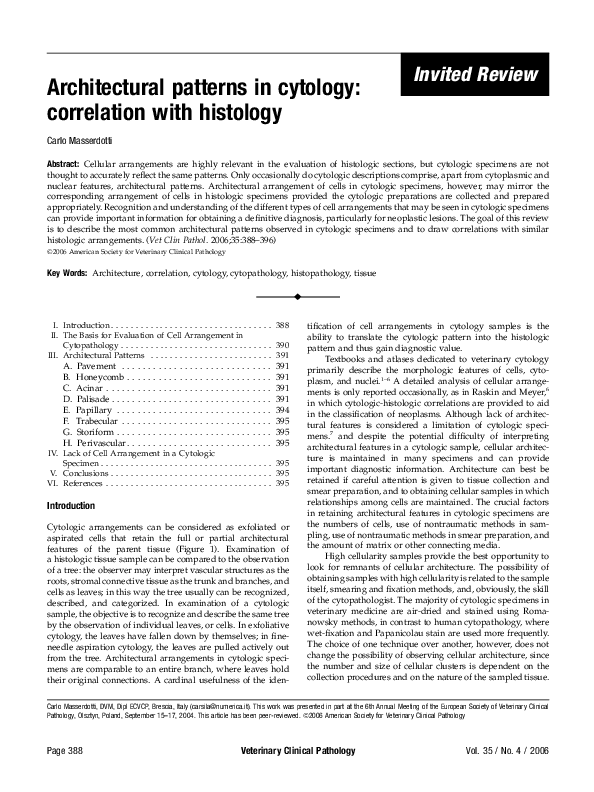 (PDF) Architectural patterns in cytology: correlation with histology