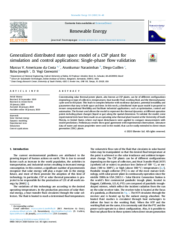 (PDF) Generalized distributed state space model of a CSP plant for ...