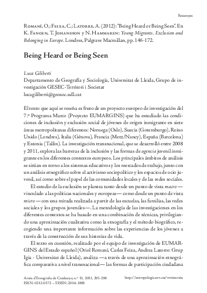 (PDF) Being Heard or Being Seen