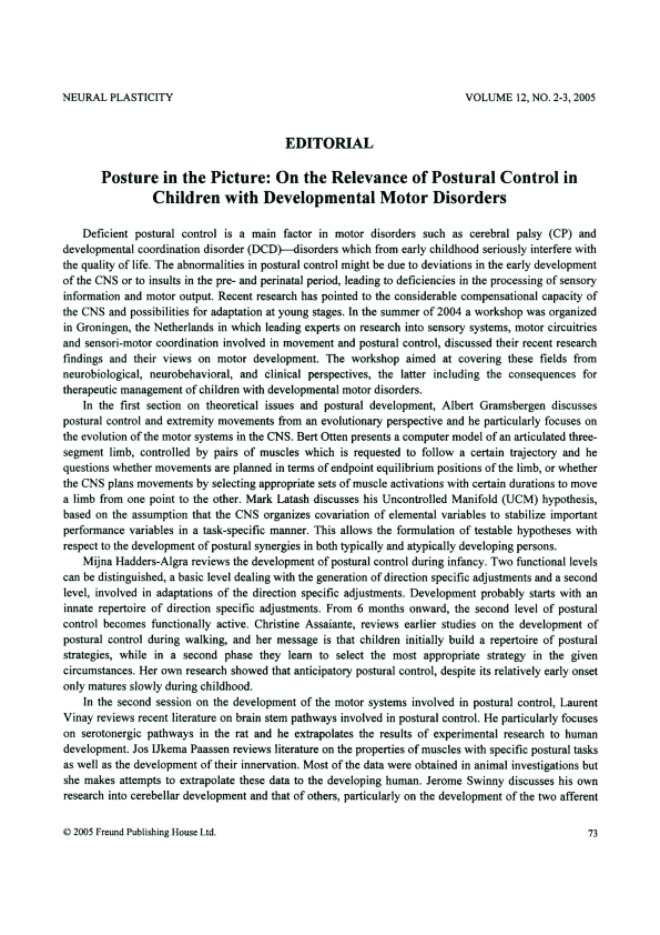 (PDF) Posture In The Picture: On The Relevance Of Postural Control In ...