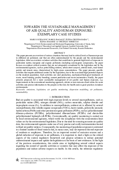 (PDF) Towards the Sustainable Management of Air Quality and Human ...