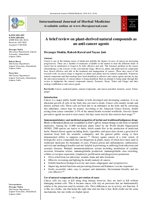 (PDF) A brief review on plant-derived natural compounds as an anti ...