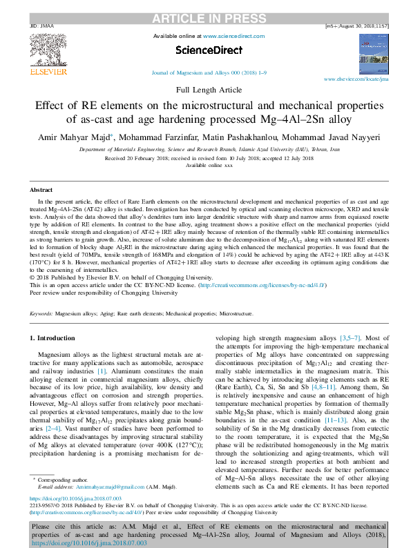 (PDF) Effect of RE elements on the microstructural and mechanical ...