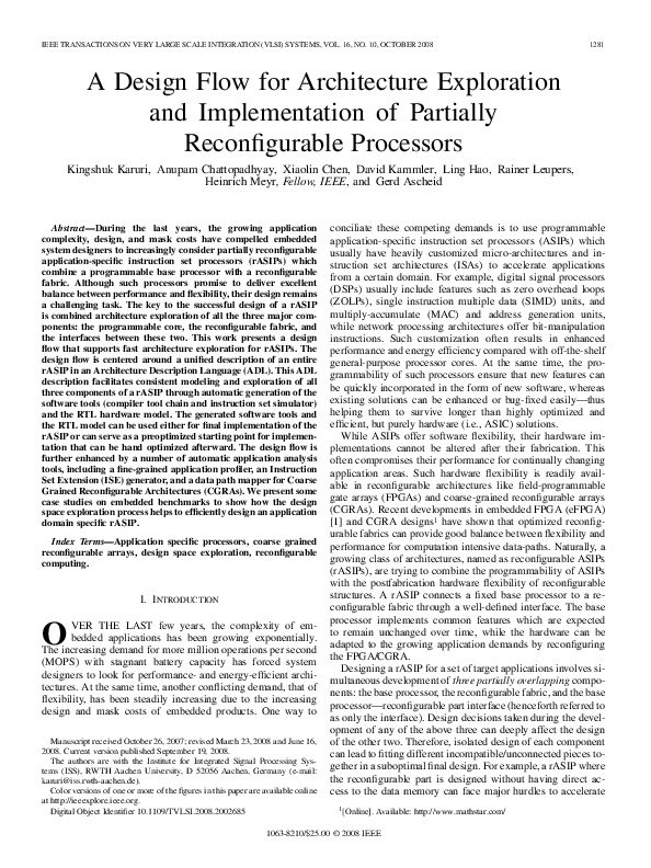 (PDF) A Design Flow for Architecture Exploration and Implementation of ...