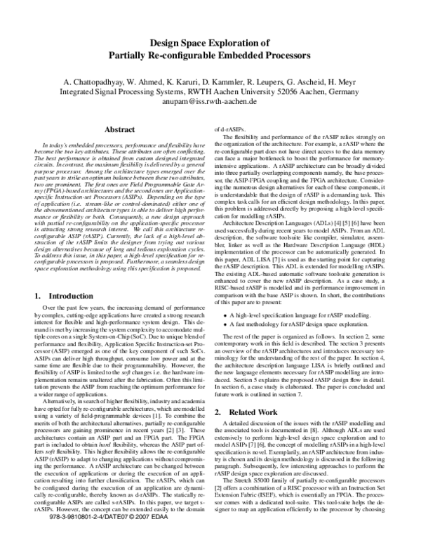 (PDF) Design Space Exploration of Partially Re-configurable Embedded ...