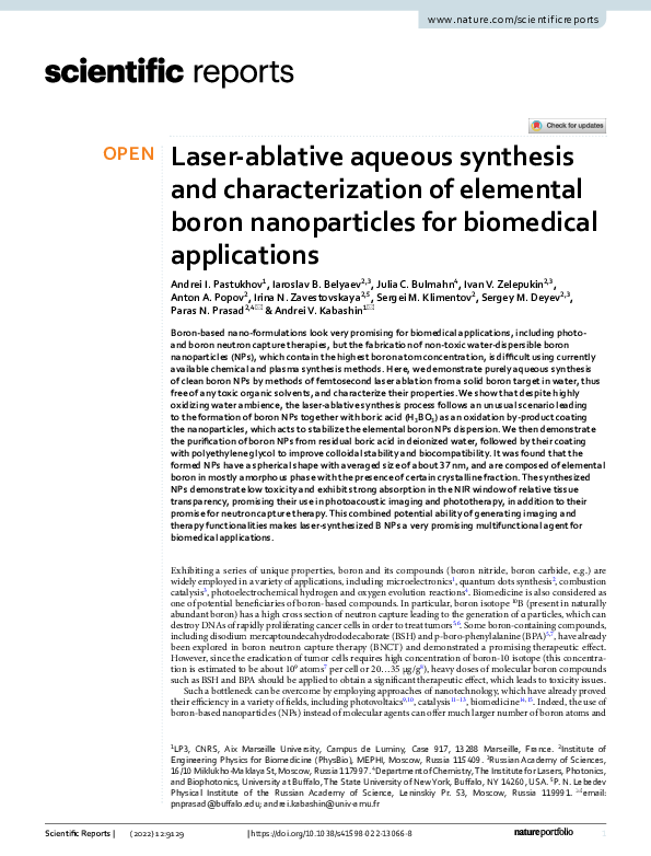 (PDF) LaserAblative Aqueous Synthesis and Characterization of