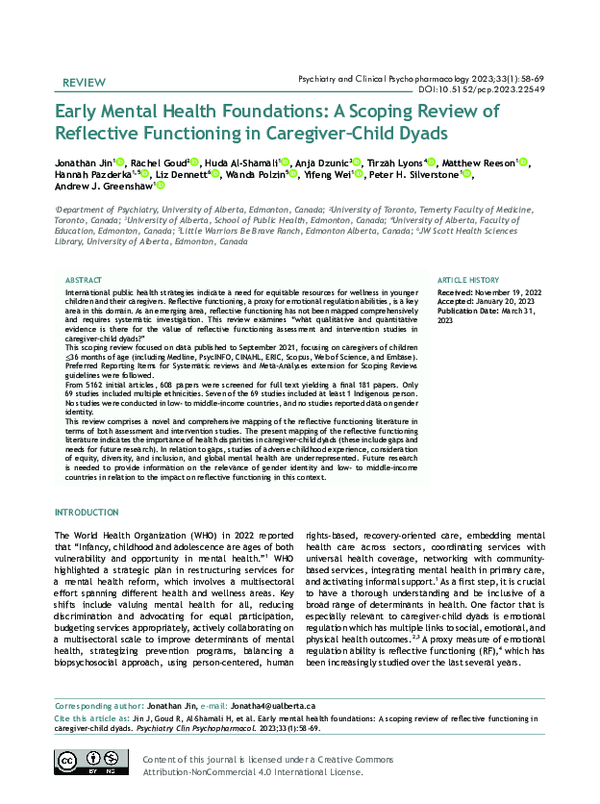 (PDF) Early Mental Health Foundations: A Scoping Review of Reflective ...