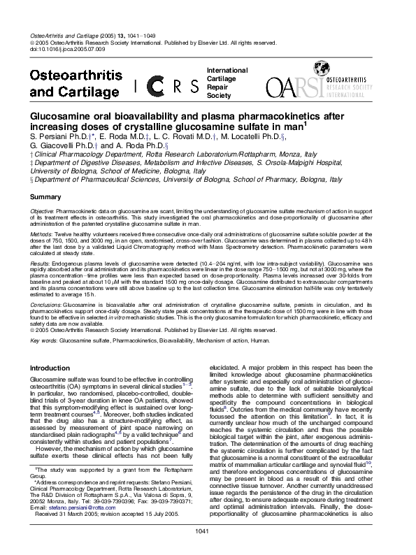 (PDF) Glucosamine oral bioavailability and plasma after increasing doses of