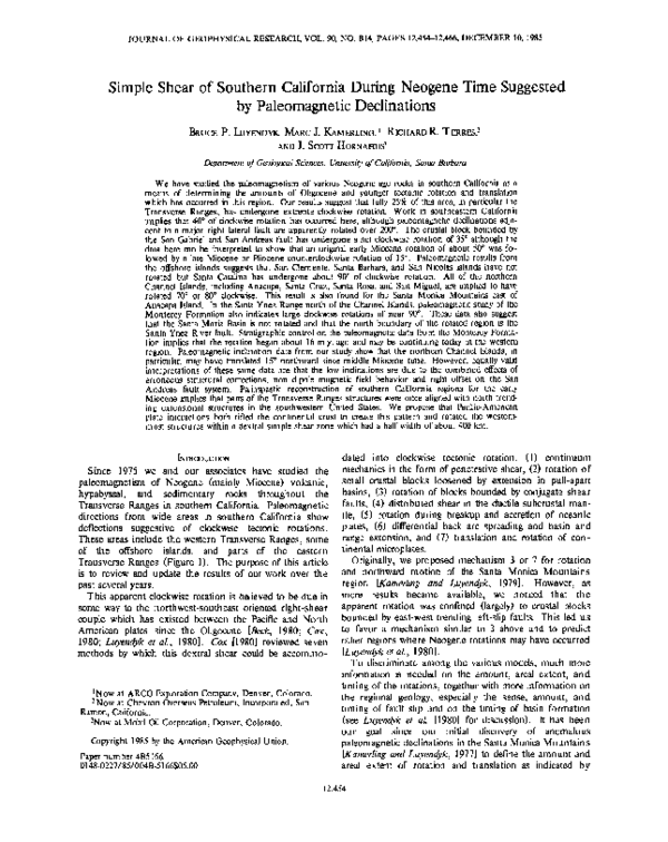(PDF) Simple shear of southern California during Neogene time suggested ...