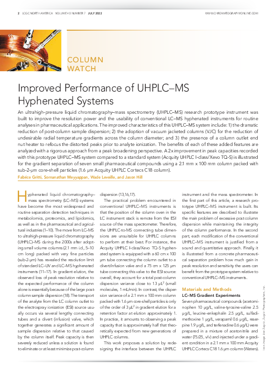(PDF) Improved Performance of UHPLC–MS Hyphenated Systems