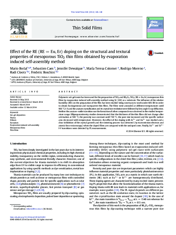 (PDF) Effect of the RE (RE = Eu, Er) doping on the structural and ...