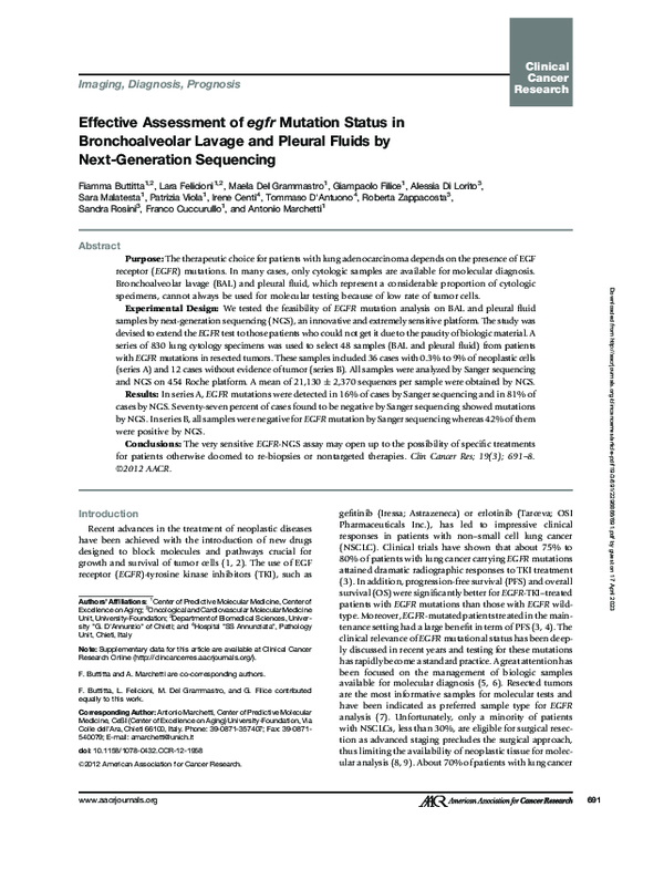 (PDF) Effective Assessment of egfr Mutation Status in Bronchoalveolar ...