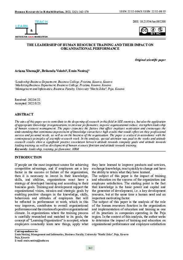 (PDF) The Leadership of Human Resource Training and Their Impact on ...