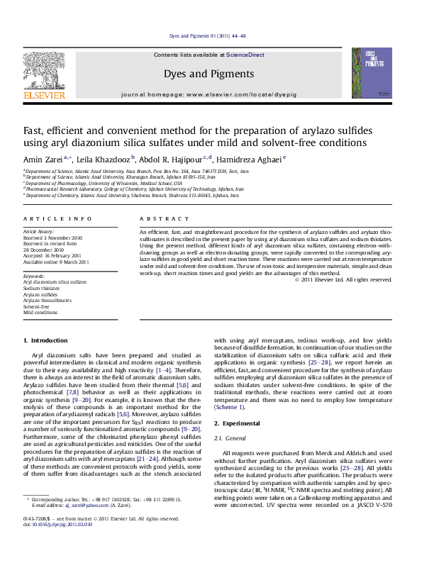 (PDF) Fast, efficient and convenient method for the preparation of ...