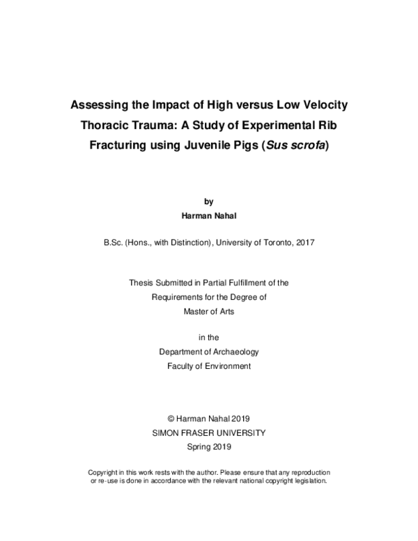 (PDF) Assessing the impact of high versus low velocity thoracic trauma ...
