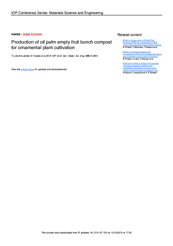(PDF) Production of oil palm empty fruit bunch compost for ornamental ...