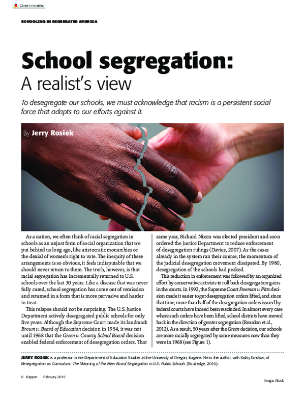 (PDF) School segregation: A realist’s view