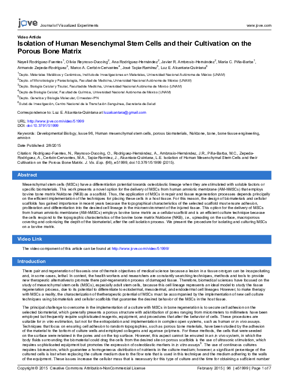 (PDF) Isolation of Human Mesenchymal Stem Cells and their Cultivation ...