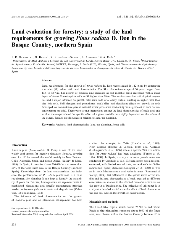 (PDF) Land evaluation for forestry: a study of the land requirements ...