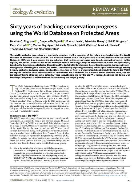  pdf sixty years of tracking conservation progress using the world