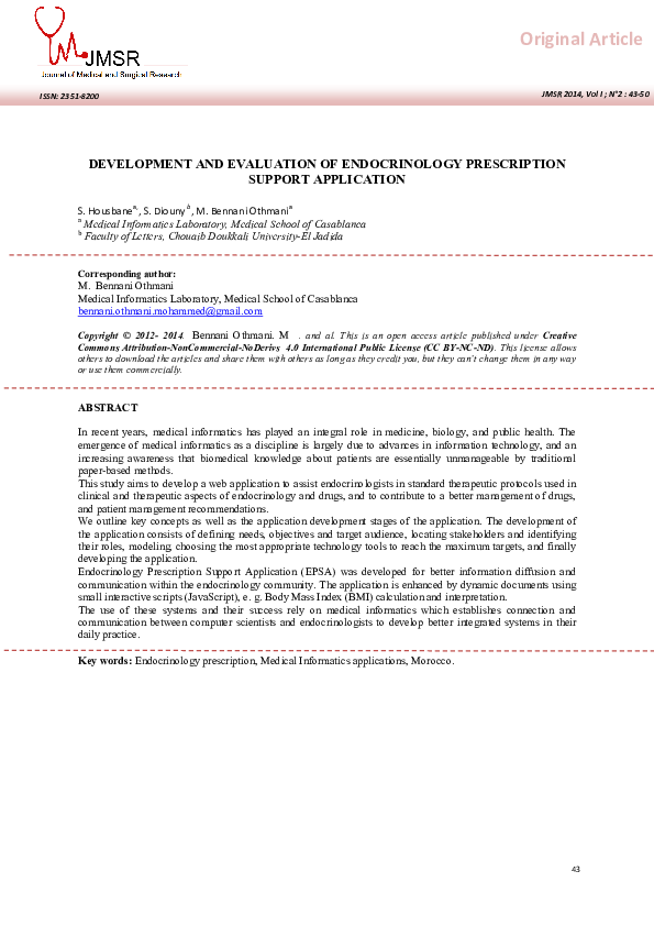 (PDF) Development and Evaluation of Endocrinology Prescription Support ...