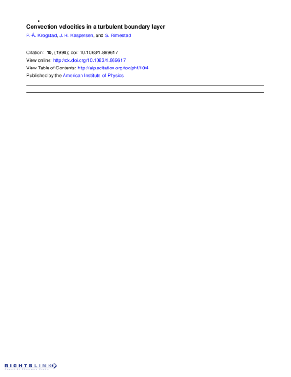 (PDF) Convection velocities in a turbulent boundary layer