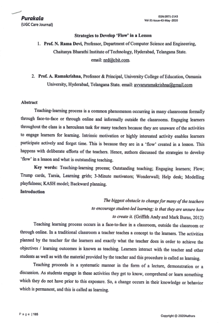 (PDF) Strategies to Develop 'Flow' in a Lesson