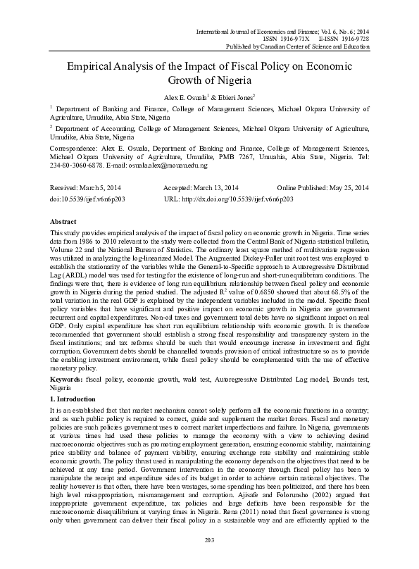 (PDF) Empirical Analysis of the Impact of Fiscal Policy on Economic ...