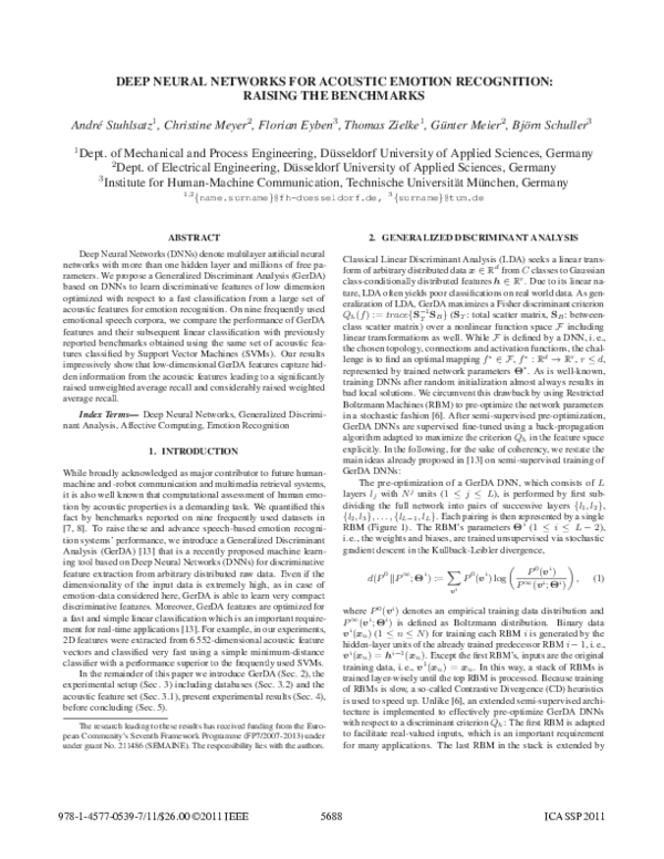 (PDF) Deep neural networks for acoustic emotion recognition: Raising ...