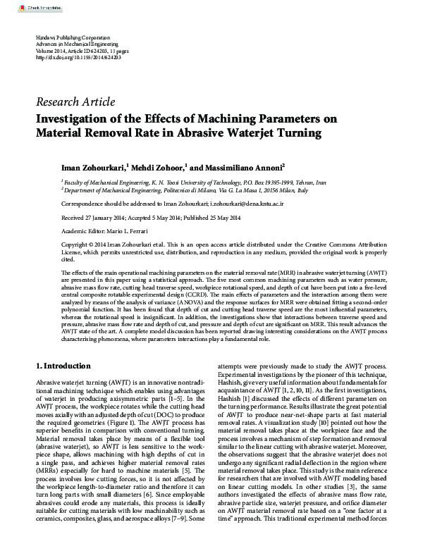 (PDF) Investigation of the Effects of Machining Parameters on Material ...