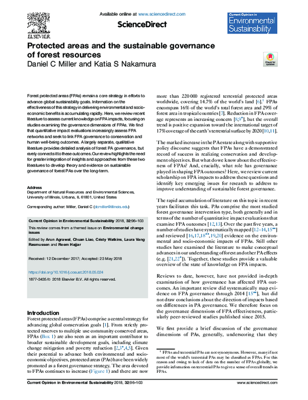 (PDF) Protected areas and the sustainable governance of forest resources