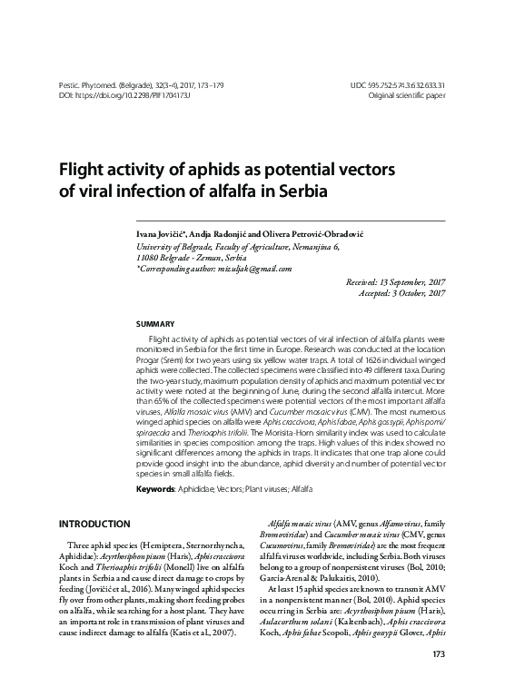 (PDF) Flight activity of aphids as potential vectors of viral infection ...