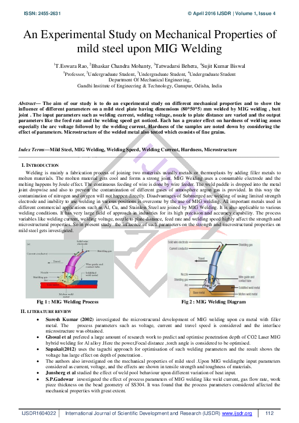 (PDF) An Experimental Study on Mechanical Properties of mild steel upon ...