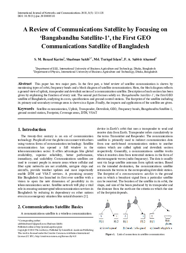 (PDF) A Review of Communications Satellite by Focusing on ‘Bangabandhu ...
