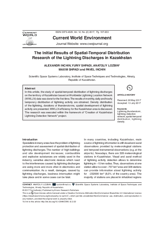 (PDF) The Initial Results of Spatial-Temporal Distribution Research of ...