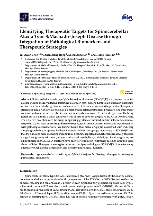 (PDF) Identifying Therapeutic Targets for Spinocerebellar Ataxia Type 3 ...