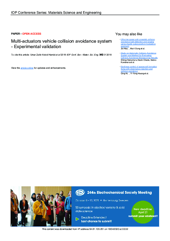 (PDF) Multi-actuators vehicle collision avoidance system - Experimental ...