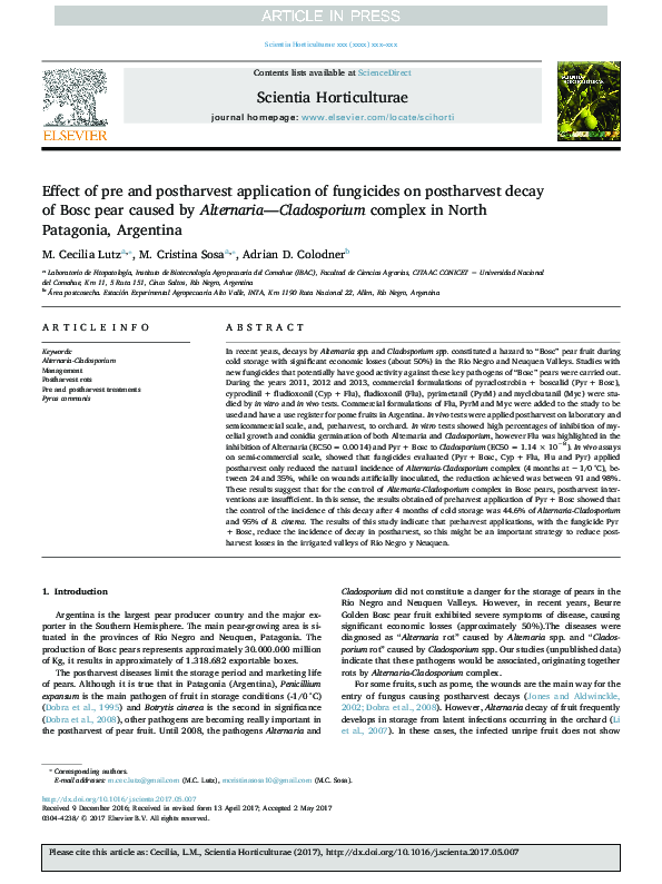 (PDF) Effect of pre and postharvest application of fungicides on ...