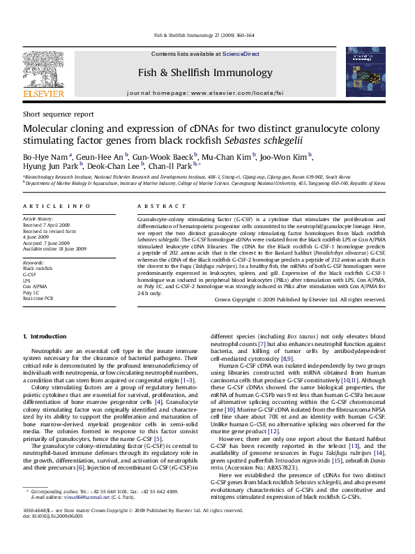 (PDF) Molecular cloning and expression of cDNAs for two distinct ...