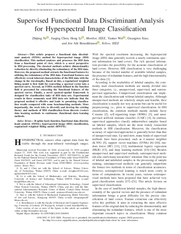 (PDF) Supervised Functional Data Discriminant Analysis for ...
